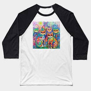 Psychedelic cats 2 Baseball T-Shirt